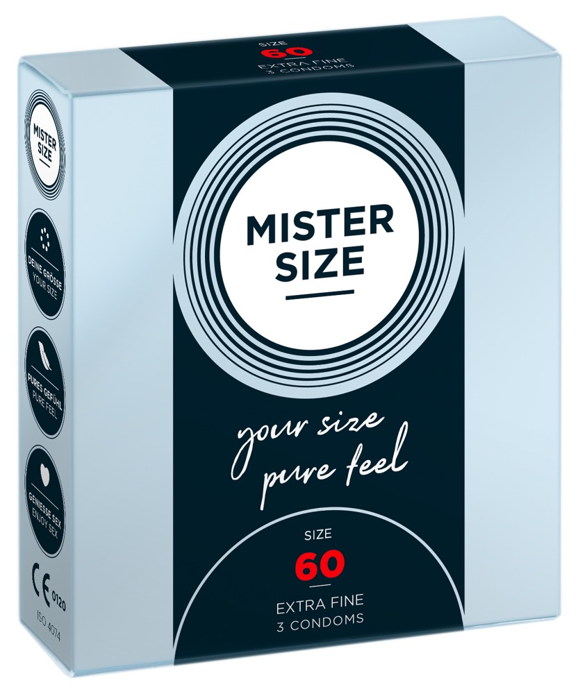 Mister Size 60mm pack of 3 Nestandartinio dydžio prezervatyvai