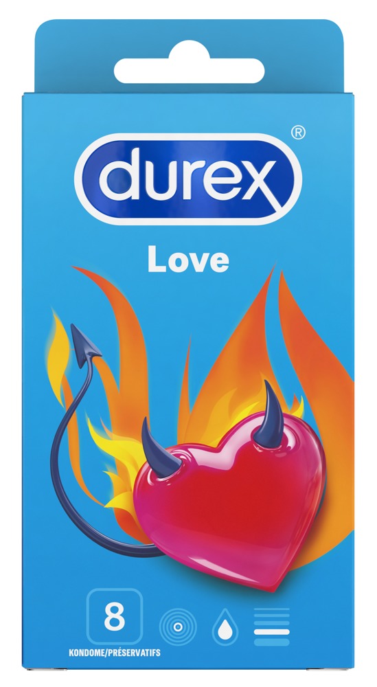 Durex Love Pack of 8 Papildomai lubrikuoti prezervatyvai