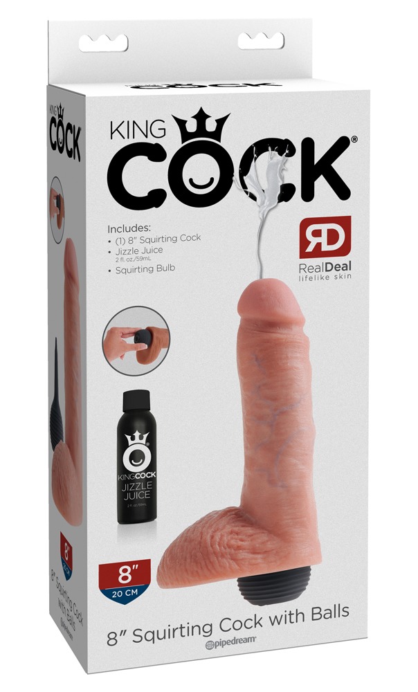 King Cock Squirting Cock with Balls 8" realistiškas dildo