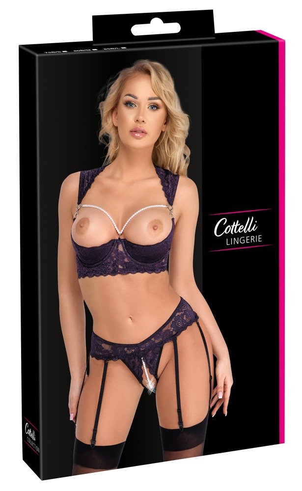 Cottelli lingerie Shelf Bra Set Purple 80B/M Seksuali liemenėlė