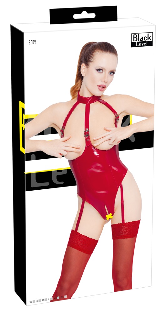 Black Level Vinyl Body red L Seksuali lateksinė apranga