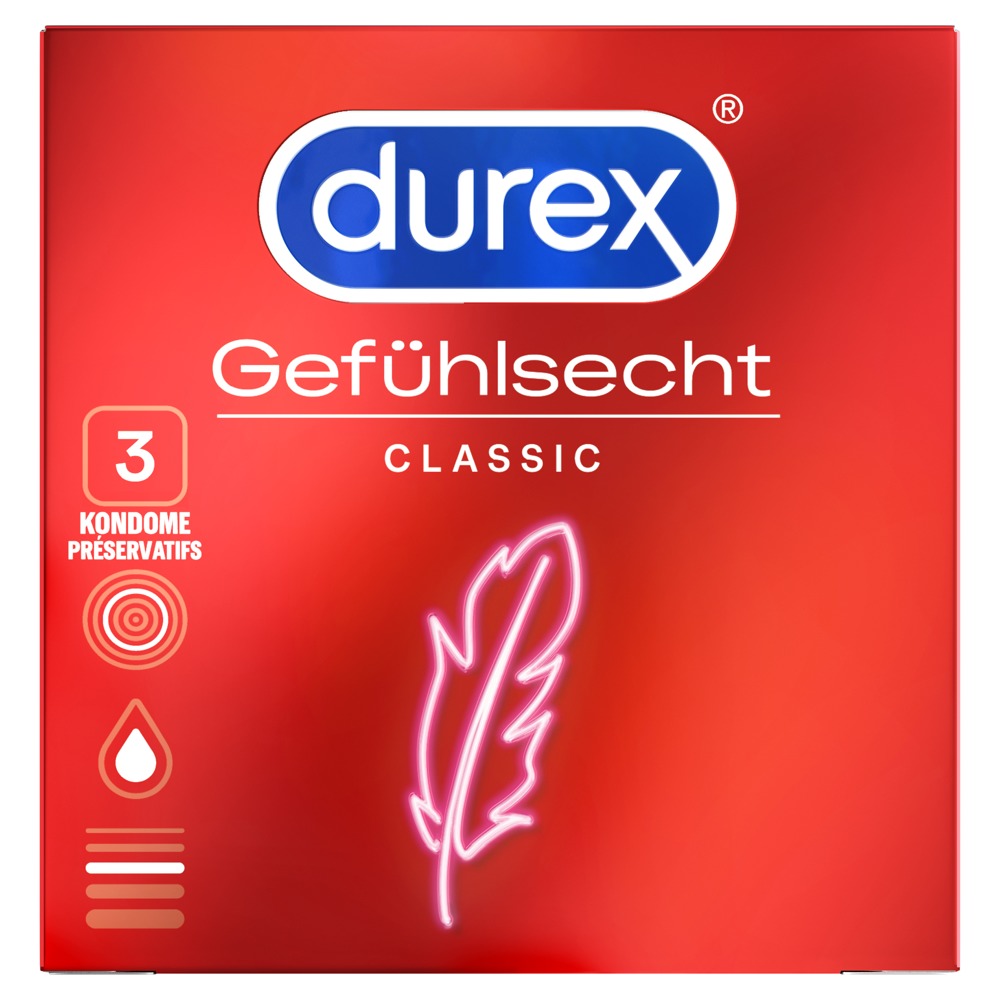 Durex gefühlsecht 3 pcs klasikiniai prezervatyvai