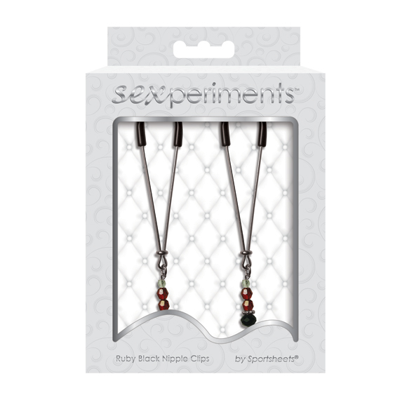 Sex & Mischief S&M - Ruby Black Nipple Clips spenelių spaustukai &ndash; nuotrauka 2