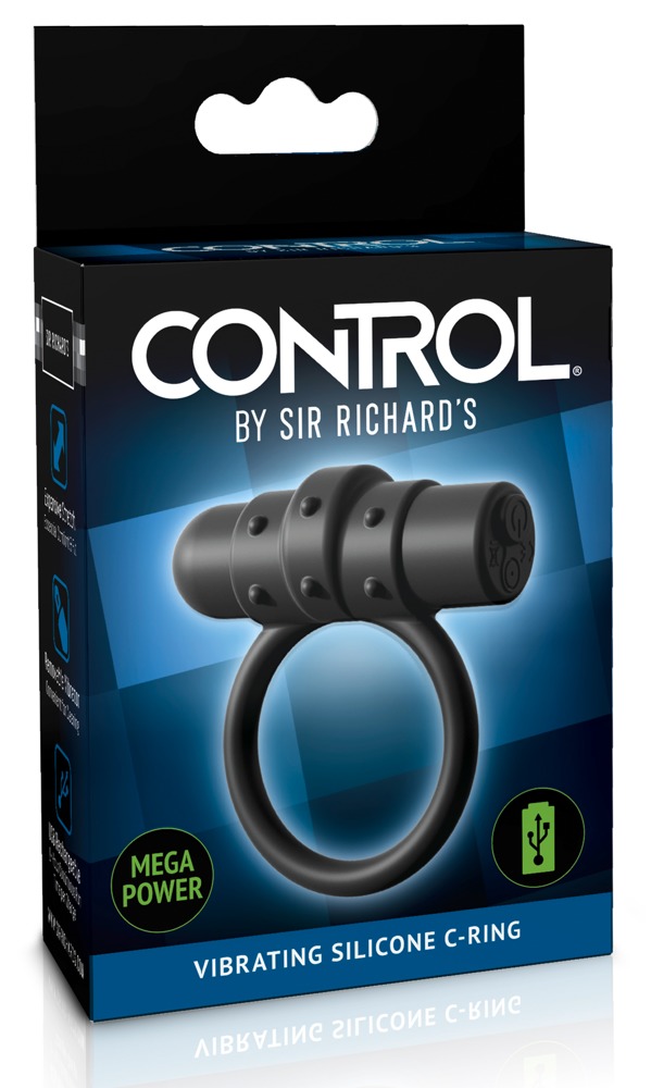 Sir Richard's Control src Vibrating Silicone C-Ring vibruojantis penio žiedas su elementais