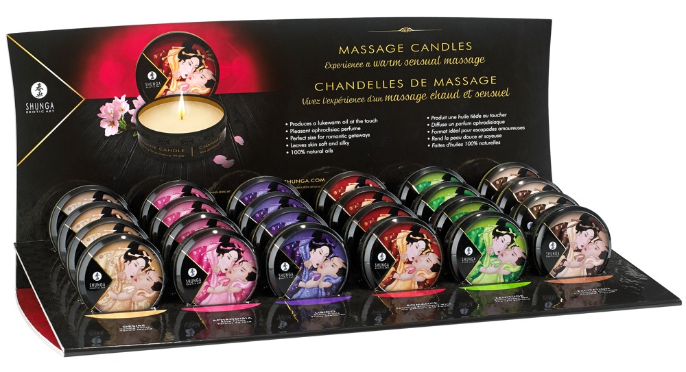 Shunga Mini Candle Display 24 masažo žvakė