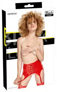 Black Level Vinyl Suspender Straps red L