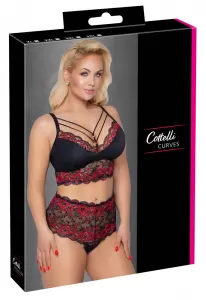 Cottelli CURVES Bra and Briefs black/red 4XL