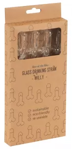 Out of the Blue Glass Drinking Straw Willy x 4