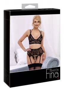 Abierta Fina seksualus 3 dalių komplektas Bra Suspender Set M