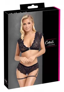 Cottelli LINGERIE Top and Crotchless Briefs S