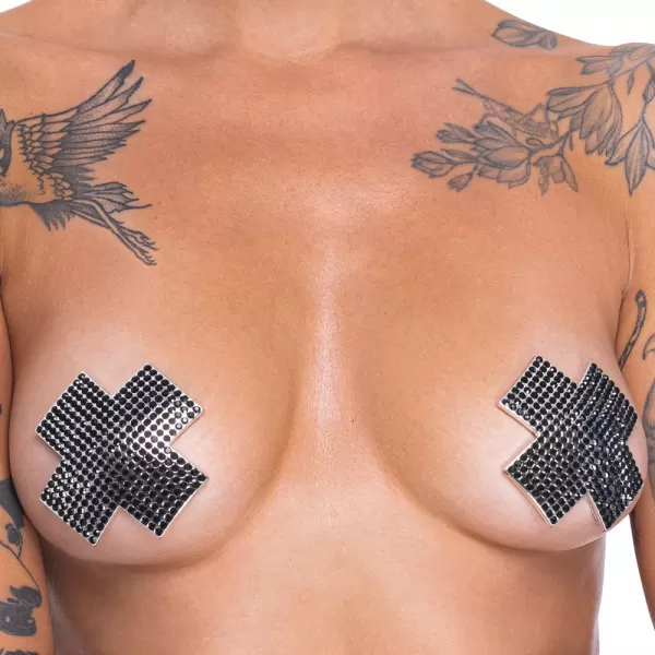 Cottelli accessoires Nipple Jewellery cross black Seksuali juvelyrika &ndash; nuotrauka 4