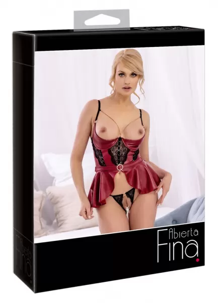Abierta Fina seksualus 2 dalių komplektas Shelf Bra Set red 75B/S &ndash; nuotrauka 3