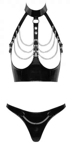 Black Level Vinyl Top Set Chains S Seksuali liemenėlė &ndash; nuotrauka 8