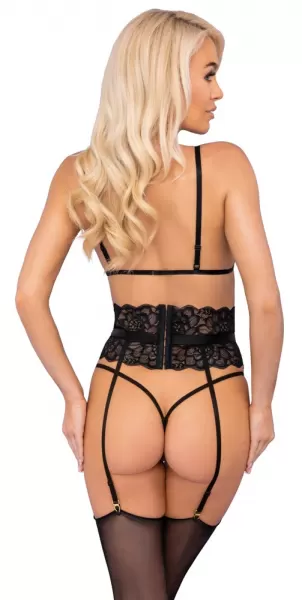 Lacy & Classy Black Suspender Set black S/M Seksuali liemenėlė &ndash; nuotrauka 3