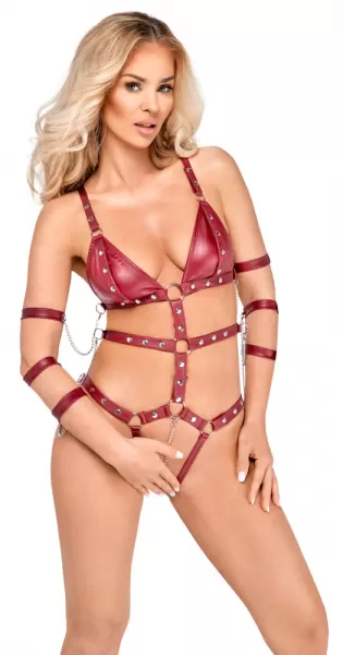 Bad Kitty Strap Body red L Seksuali lateksinė apranga &ndash; nuotrauka 3