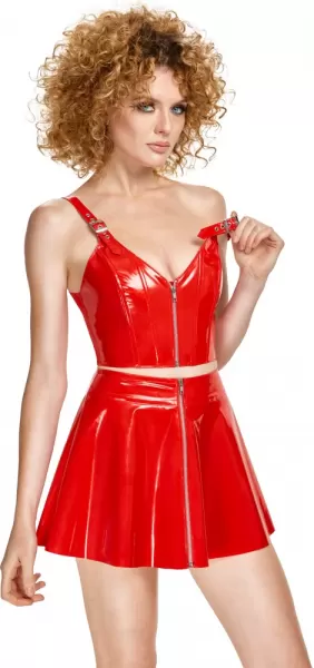 Black Level Vinyl Skirt red xl Seksuali lateksinė apranga &ndash; nuotrauka 5