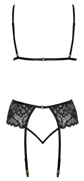 Black, Silver, Gold seksualus 2 dalių komplektas Bra Suspender Set S/M &ndash; nuotrauka 5