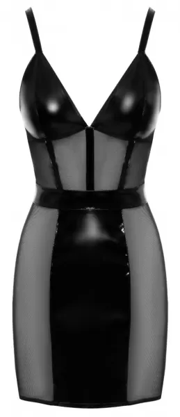 Black Level Vinyl Dress w. Mesh M Seksuali lateksinė apranga &ndash; nuotrauka 8