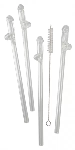 Out of the Blue Glass Drinking Straw Willy x 4 erotinė dovana &ndash; nuotrauka 2