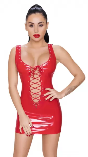 Black Level Vinyl Dress red M Seksuali lateksinė apranga &ndash; nuotrauka 3