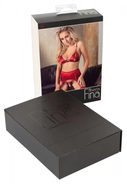 Abierta Fina Bra and Suspender Set Red xl Seksuali liemenėlė &ndash; nuotrauka 14