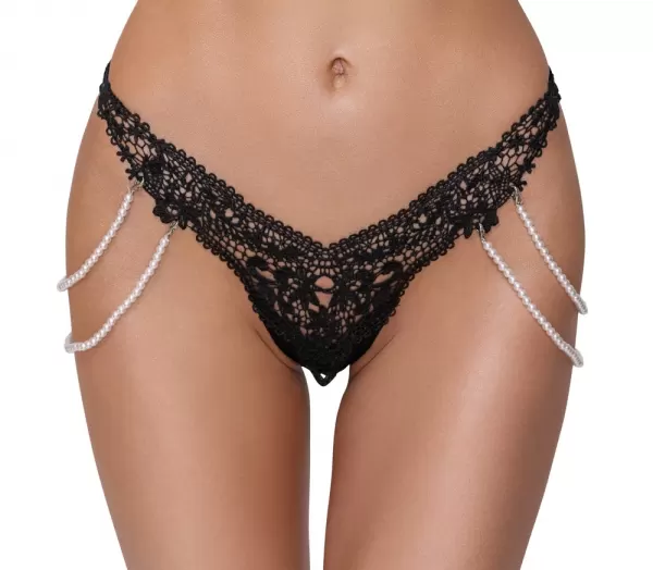 Cottelli lingerie stringai String with Pearl Chains S/M &ndash; nuotrauka 2