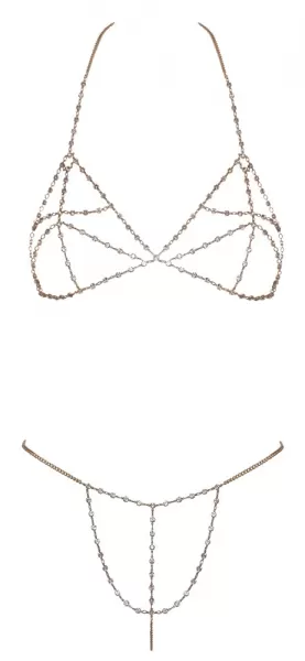 Cottelli accessoires Bra Set Chain Gold Seksuali liemenėlė &ndash; nuotrauka 5