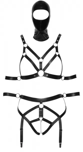 Bad Kitty Strap+Mask Set xs Seksuali lateksinė apranga &ndash; nuotrauka 6