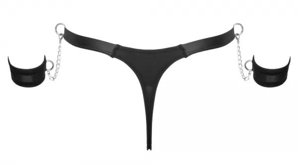 Svenjoyment Bondage Men's Thong and Cuffs xl vyri&scaron;ka lateksinė apranga &ndash; nuotrauka 8