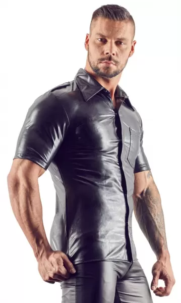 Svenjoyment Imitat. Leather Men's Shirt L seksualūs vyri&scaron;ki mar&scaron;kinėliai &ndash; nuotrauka 3