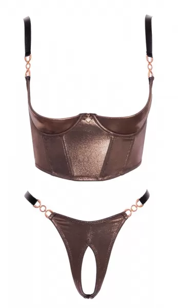 Abierta Fina Shelf Bra Set brownish M Seksuali liemenėlė &ndash; nuotrauka 7