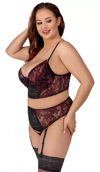 Cottelli curves Bra Set black/red 85C/L Plius dydžio seksuali apranga &ndash; nuotrauka 4