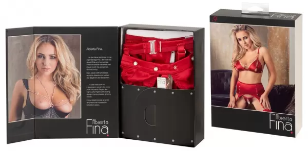 Abierta Fina Bra and Suspender Set Red xl Seksuali liemenėlė &ndash; nuotrauka 15