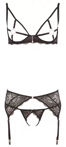 Abierta Fina Suspender Set with Gems M Seksuali liemenėlė &ndash; nuotrauka 12