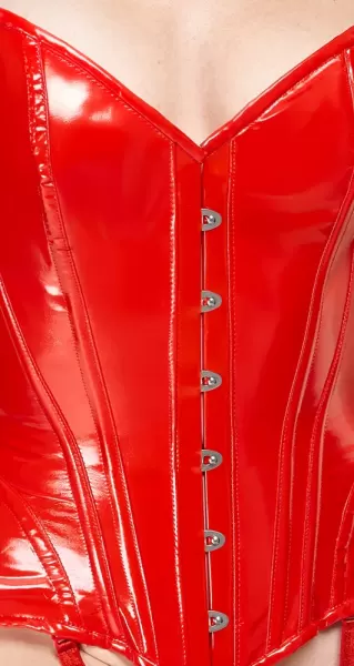 Black Level Vinyl Corset red M Seksuali lateksinė apranga &ndash; nuotrauka 6