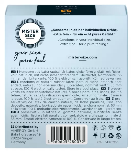 Mister Size 53mm pack of 3 Nestandartinio dydžio prezervatyvai &ndash; nuotrauka 3