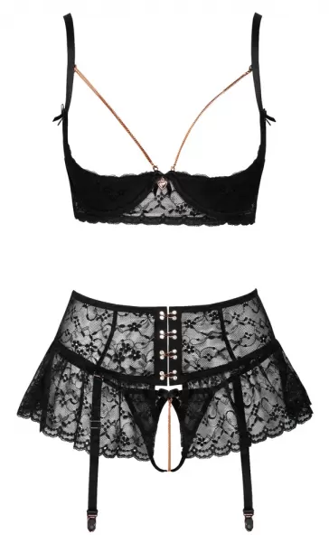 Abierta Fina Suspender Shelf Bra Set 85C/L Seksuali liemenėlė &ndash; nuotrauka 9