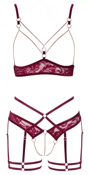 Abierta Fina Suspender Set red S Seksuali liemenėlė &ndash; nuotrauka 9