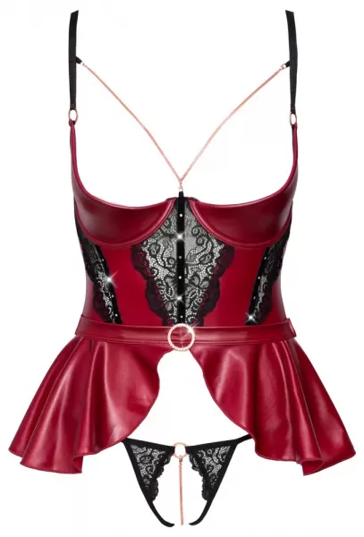 Abierta Fina seksualus 2 dalių komplektas Shelf Bra Set red 85C/XL &ndash; nuotrauka 9