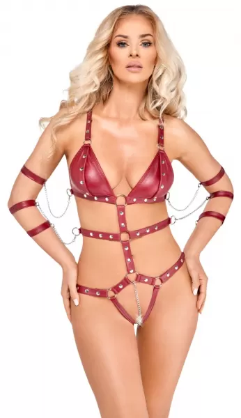 Bad Kitty Strap Body red L Seksuali lateksinė apranga &ndash; nuotrauka 2