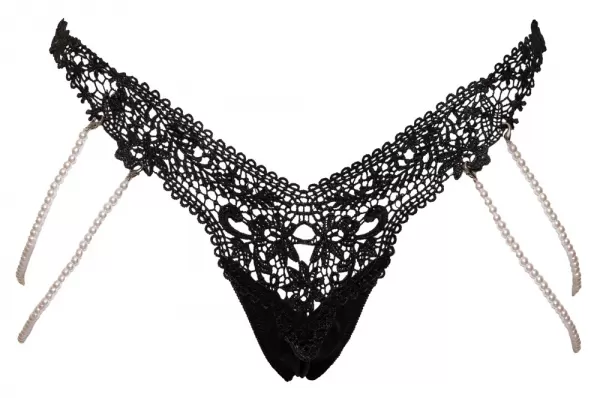 Cottelli lingerie stringai String with Pearl Chains M/L &ndash; nuotrauka 5