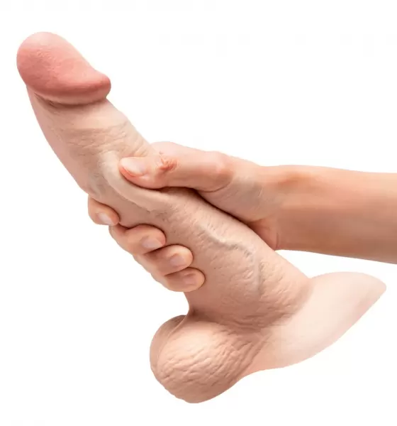 B-Vibe Slipskin 9" Curved Crea Dildo ir falo imitatorius &ndash; nuotrauka 8