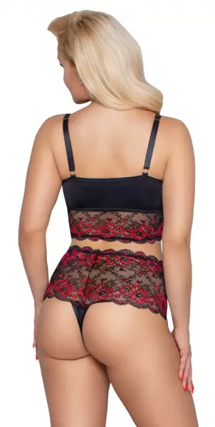 Cottelli curves Bra and Briefs black/red 2XL Seksuali liemenėlė &ndash; nuotrauka 4
