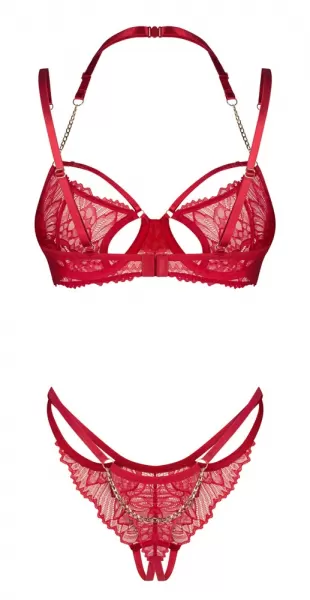 Obsessive obs Set red S/M Seksuali liemenėlė &ndash; nuotrauka 5