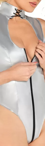 Black Level Vinyl Body silver xl Seksuali lateksinė apranga &ndash; nuotrauka 7