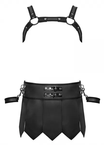 Svenjoyment Bondage Men's Skirt + Chest Harness xl vyri&scaron;ka lateksinė apranga &ndash; nuotrauka 8