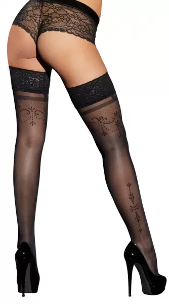 Cottelli legwear Hold-up Stockings Black 3 Prisegamos kojinės &ndash; nuotrauka 4