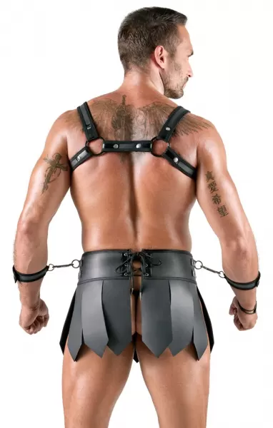 Svenjoyment Bondage Men's Skirt + Chest Harness2XL vyri&scaron;ka lateksinė apranga &ndash; nuotrauka 5