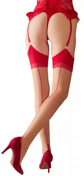 Cottelli legwear Stockings skin/red 5 Prisegamos kojinės &ndash; nuotrauka 3