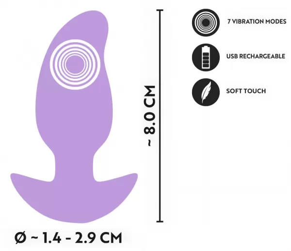 Cuties Vibrating Plug Purple Analinis kai&scaron;tis &ndash; nuotrauka 11